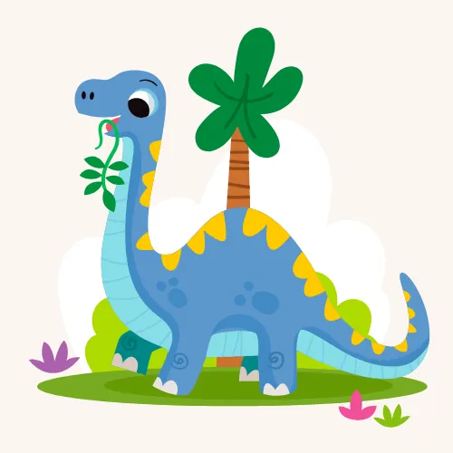 Ilustración de un dinosauro comiendo hierba