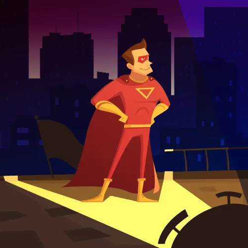 Ilustración que muestra un superhéroe